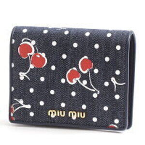 Starting Miu Miu Cherry Red Bi fold Wallet Indigo Blue